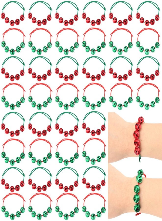 Liliful 40 Pcs Christmas Bell Bracelets Bulk Red and Green Christmas Adjustable Gift Bell Bracelets for Kids Adults Xmas Gifts Stocking Stuffers Goodie Bag Fillers Xmas Party - Image 1